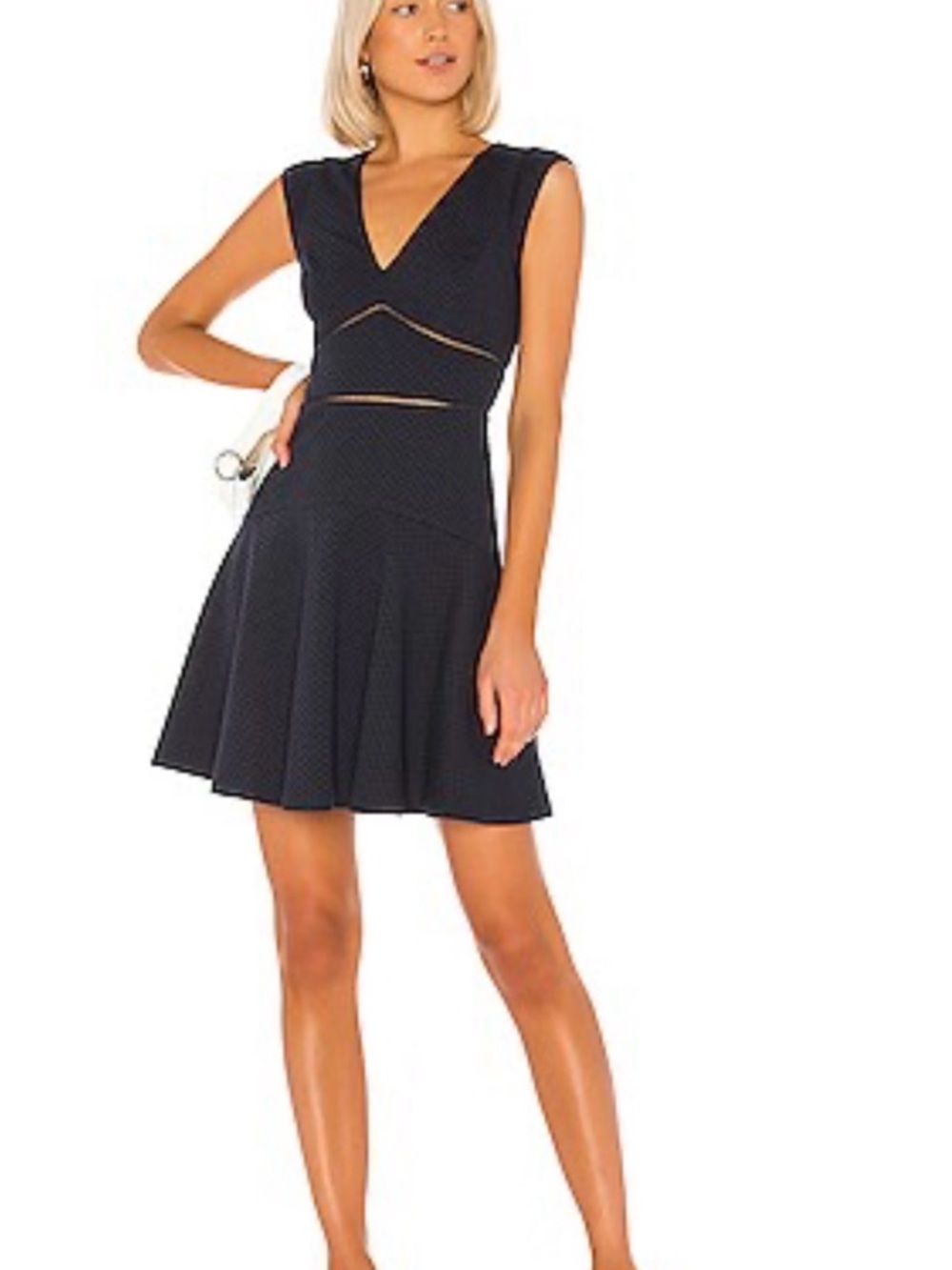 NWT Rebecca Taylor Navy Blue V-Neck Fit & Flare Mini Dress